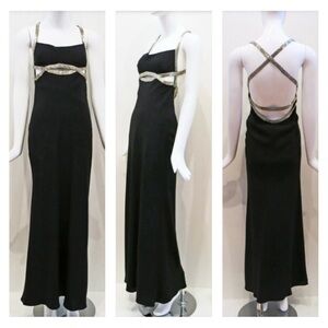 beaded cache maxi dress w open back